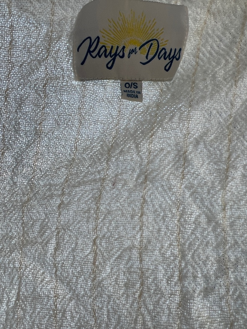 Rays for Days Lightweight Ivory Fringe Kimono with Blue Trim - Picture 5 of 5